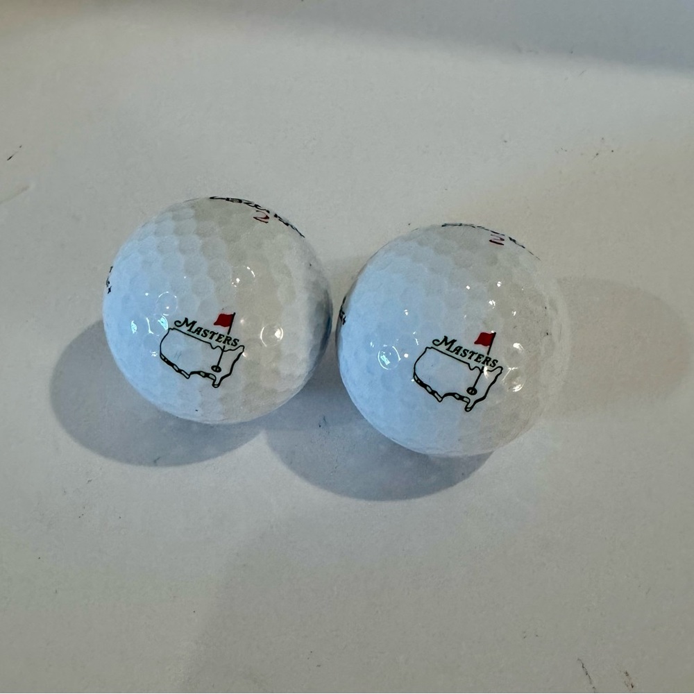 2 Masters Vintage logo Golf Balls  (Slazenger) (box for 3, only 2 in it).